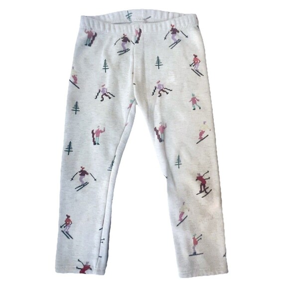 GYMBOREE SKIERS TODDLER GIRLS 2T CREAM COZY FLEECE LEGGINGS SKI WARM HOLIDAY 18’ - Picture 1 of 8
